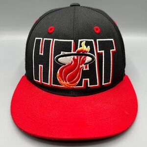 Miami Heat Hat Cap 47 Brand Adult Snapback Black Red Spell Out Hardwood Classics